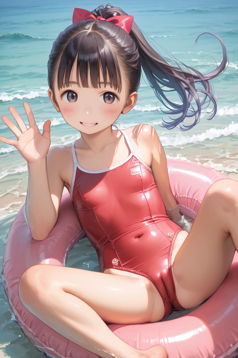 【サンプル】〇リJ〇ちゃんたちが赤スク水で開脚（６枚）