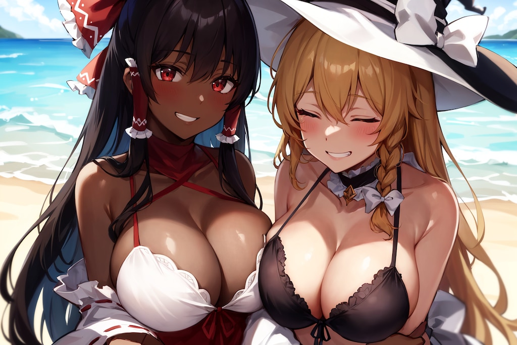霊夢×魔理沙　チチ合わせ