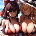 霊夢×魔理沙　チチ合わせ 2枚目