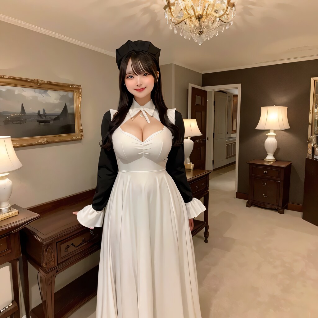 黒髪ロングでメイド服の美女９４