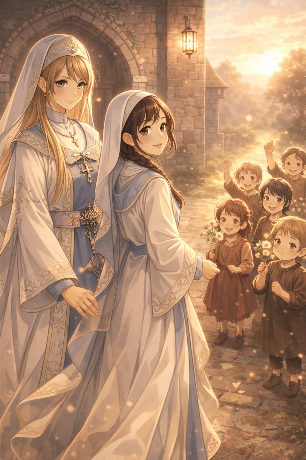 子供たちのために旅立つ聖女とシスター | の人気AIイラスト・グラビア