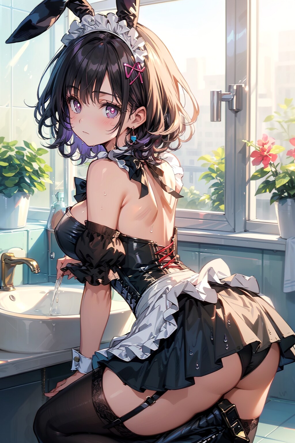 『ガラス越しに胸を押し付けてる所が見たい？ ご主ｊ…先輩、クラスのみんなに言いふらしても良いですか？』 | の人気AIイラスト・グラビア