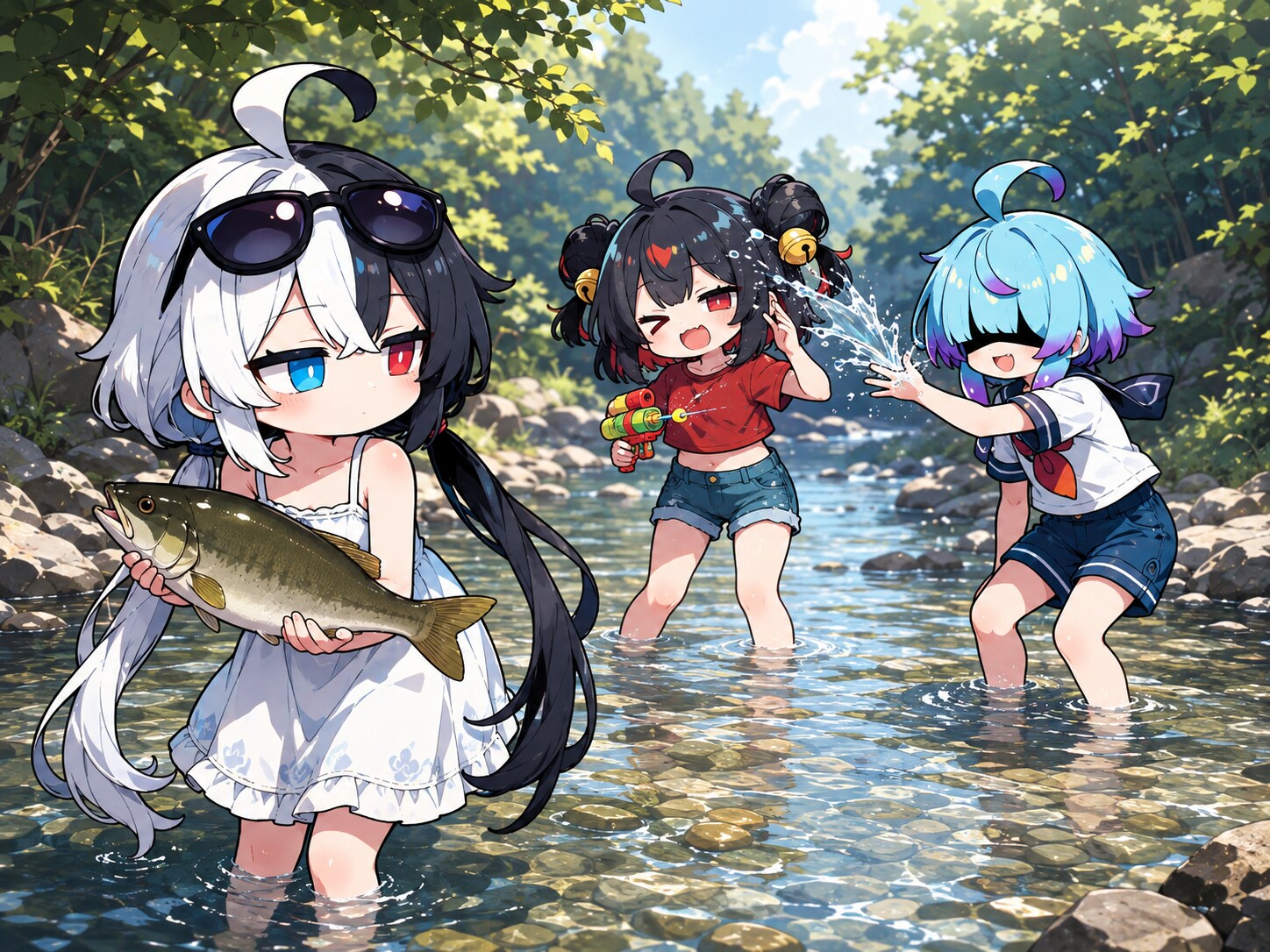 川遊びするちびっ子組