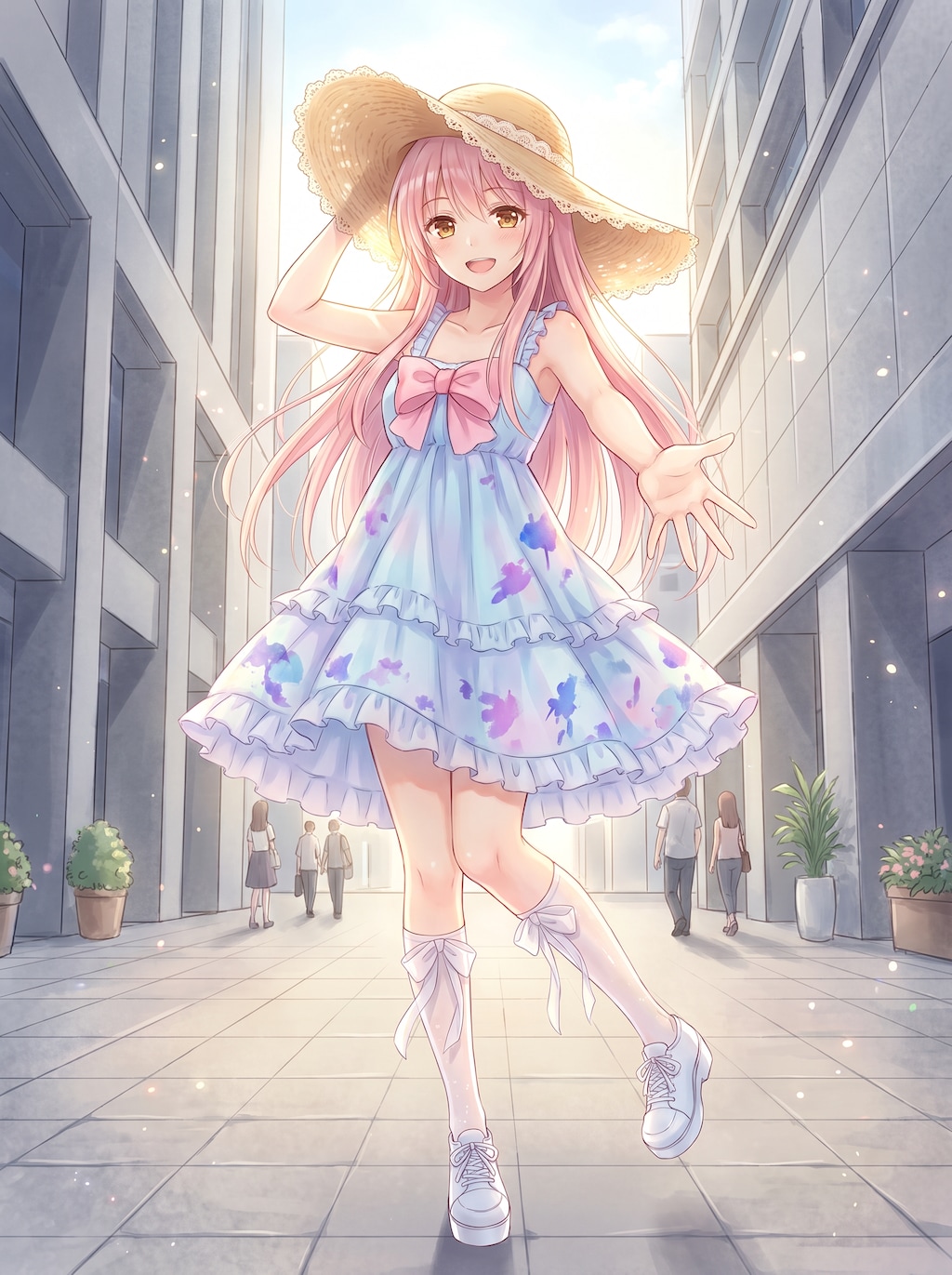 陽光に舞う桃霞少女