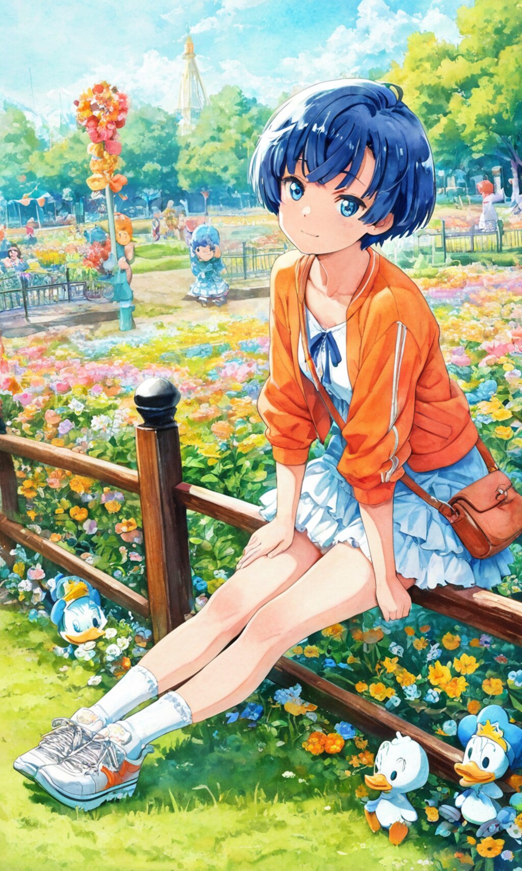 柑菜ちゃんアヒルと一緒に遊園地