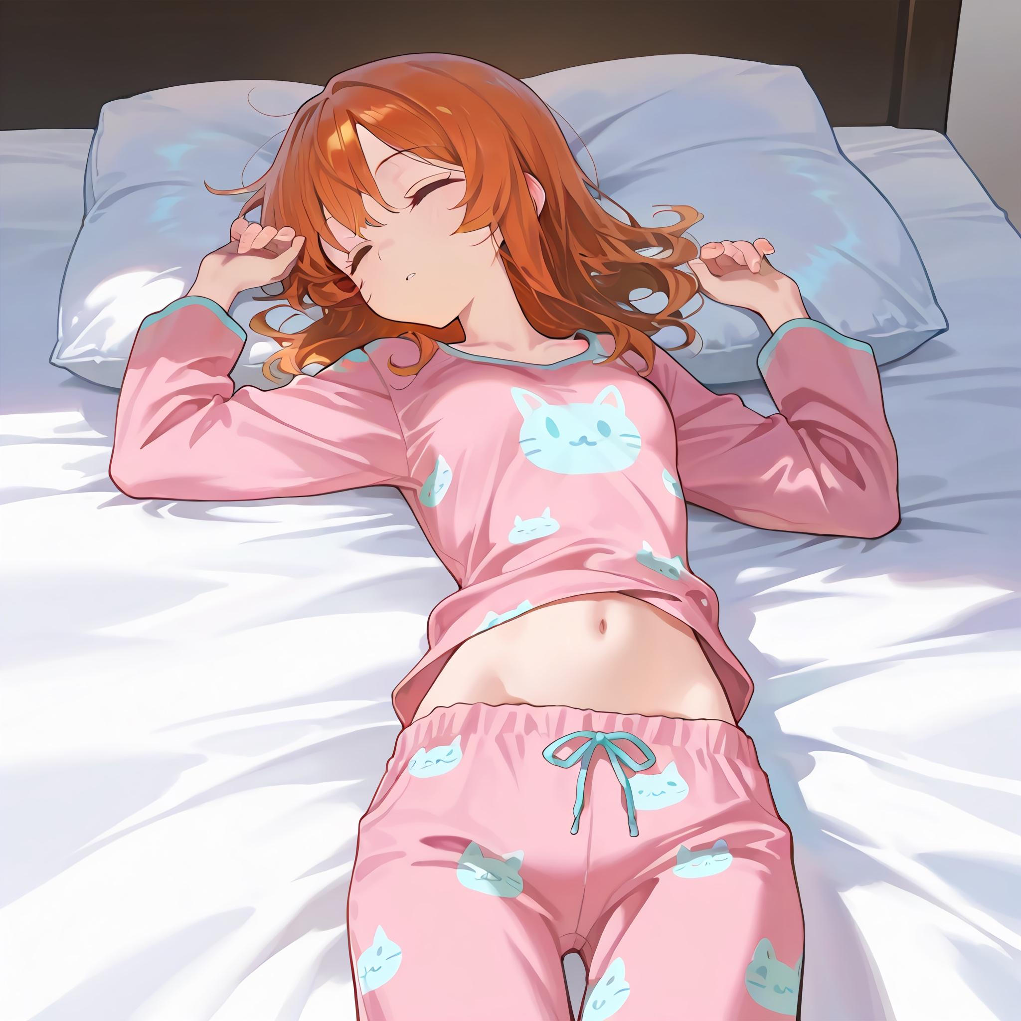 おなかを出して寝る子