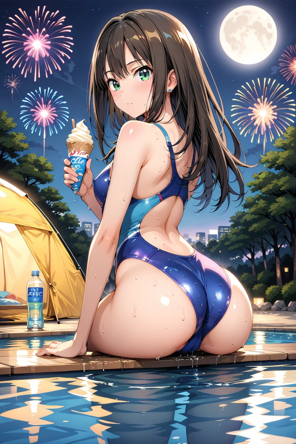 競泳水着のしぶりんを後ろから