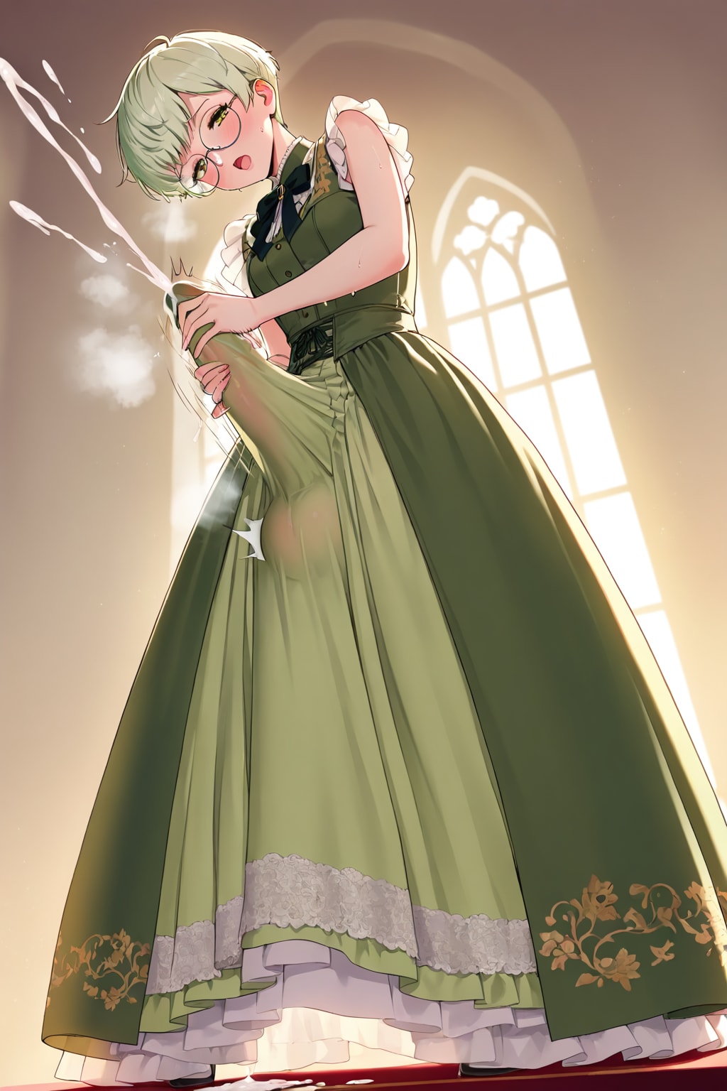 Midori enjoying her outfit a little too much