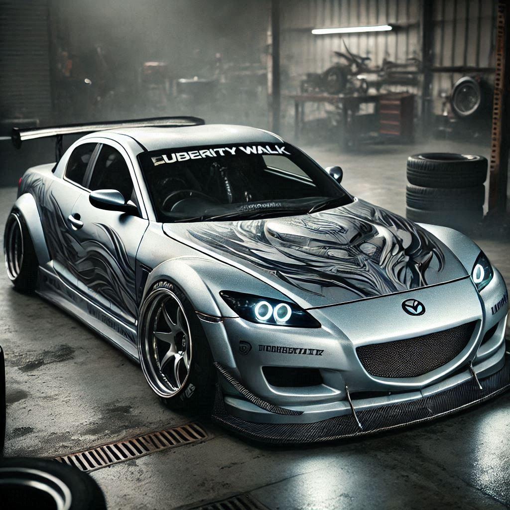 シルバーメタリックリバティーウォークRX-8のドリ車