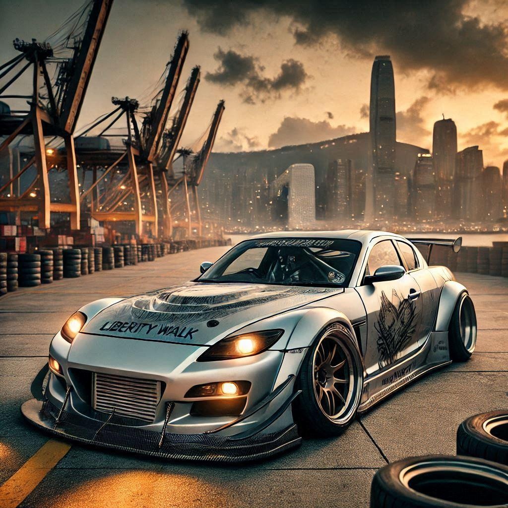 シルバーメタリックリバティーウォークRX-8のドリ車