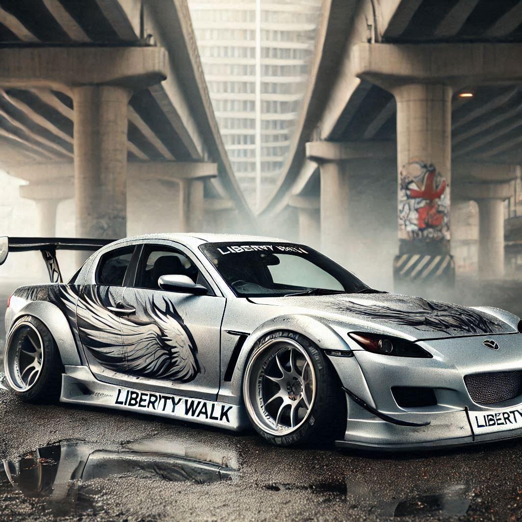 シルバーメタリックリバティーウォークRX-8のドリ車