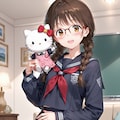 おめかしハローキティも眼鏡三つ編み 2枚目