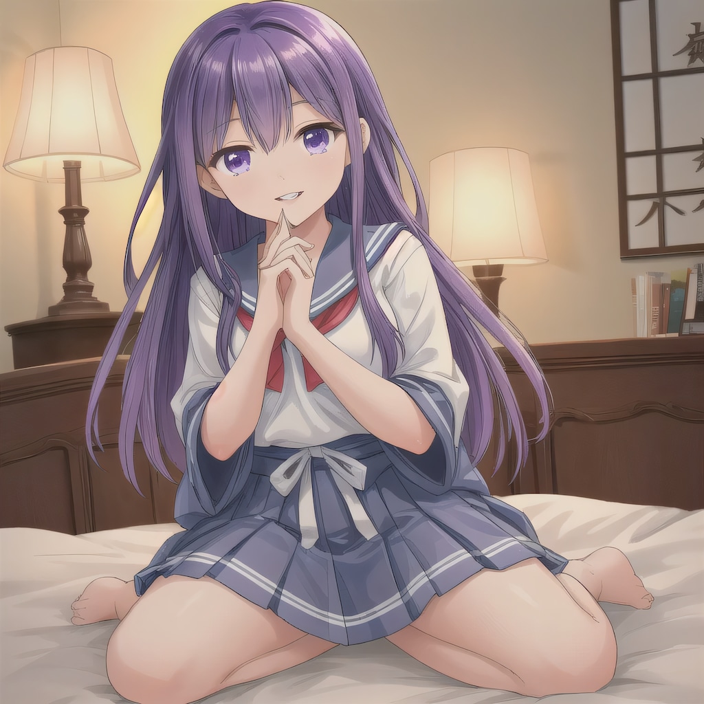 紫髪ロングで寝室の少女１０