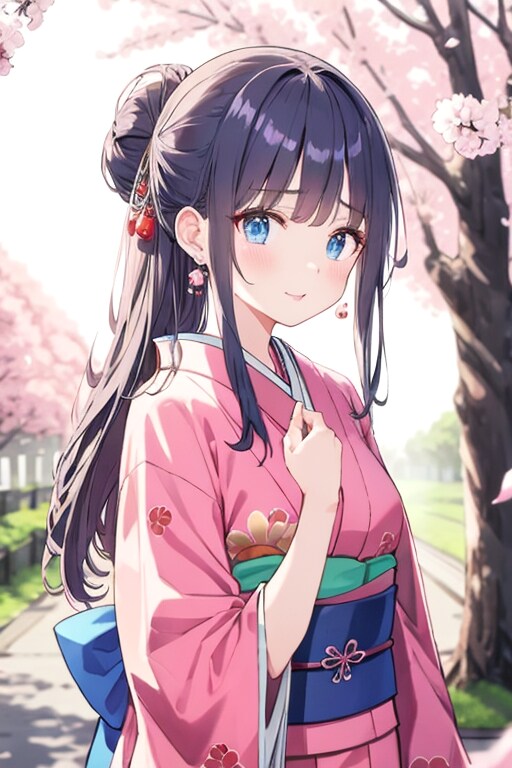 和装女子　花見