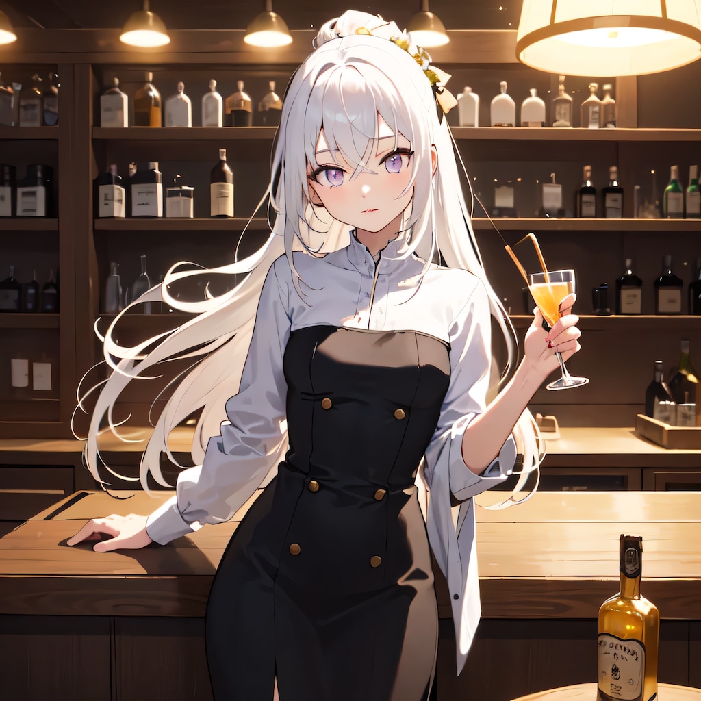 白髪ポニテで酒場の少女