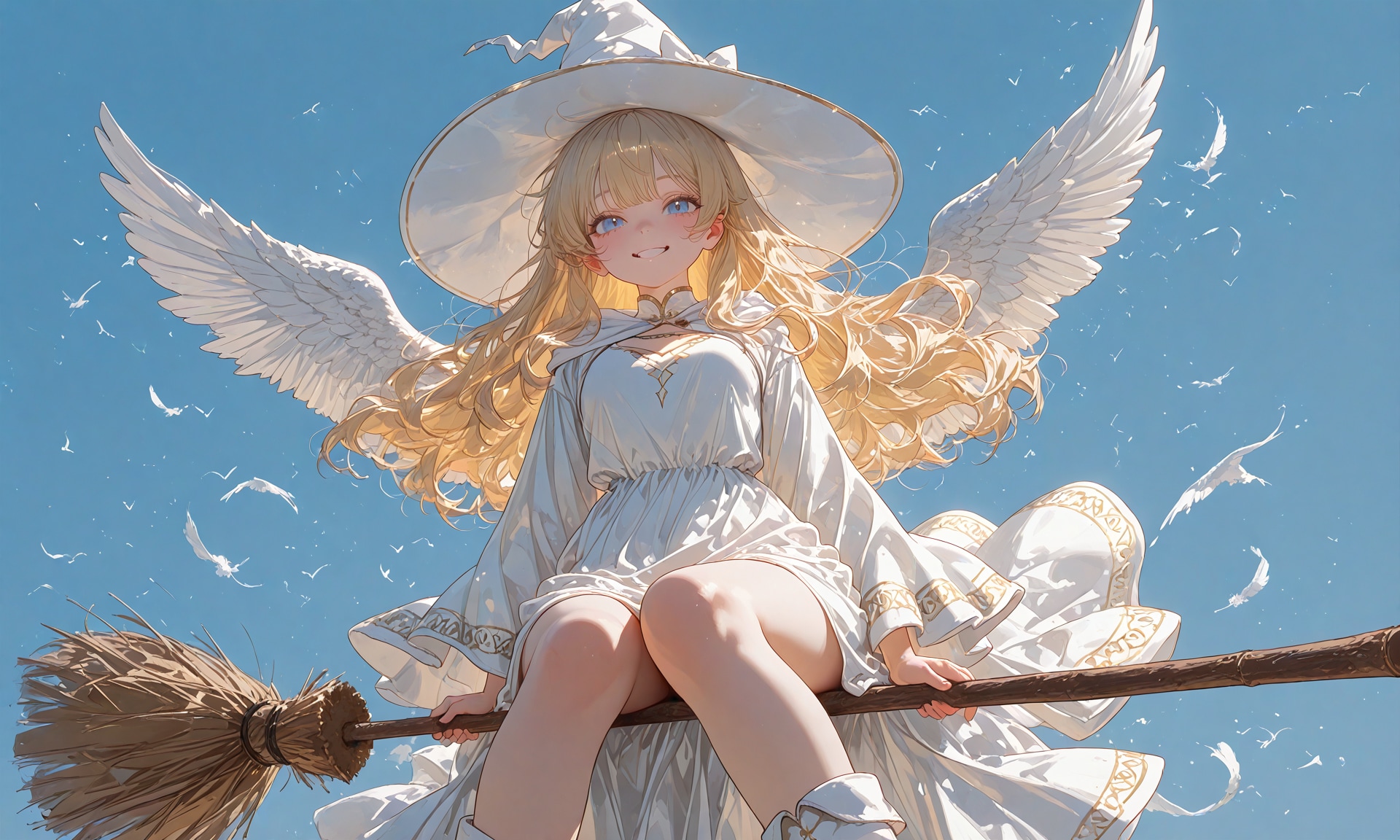 ホウキで空を飛ぶミラちゃん