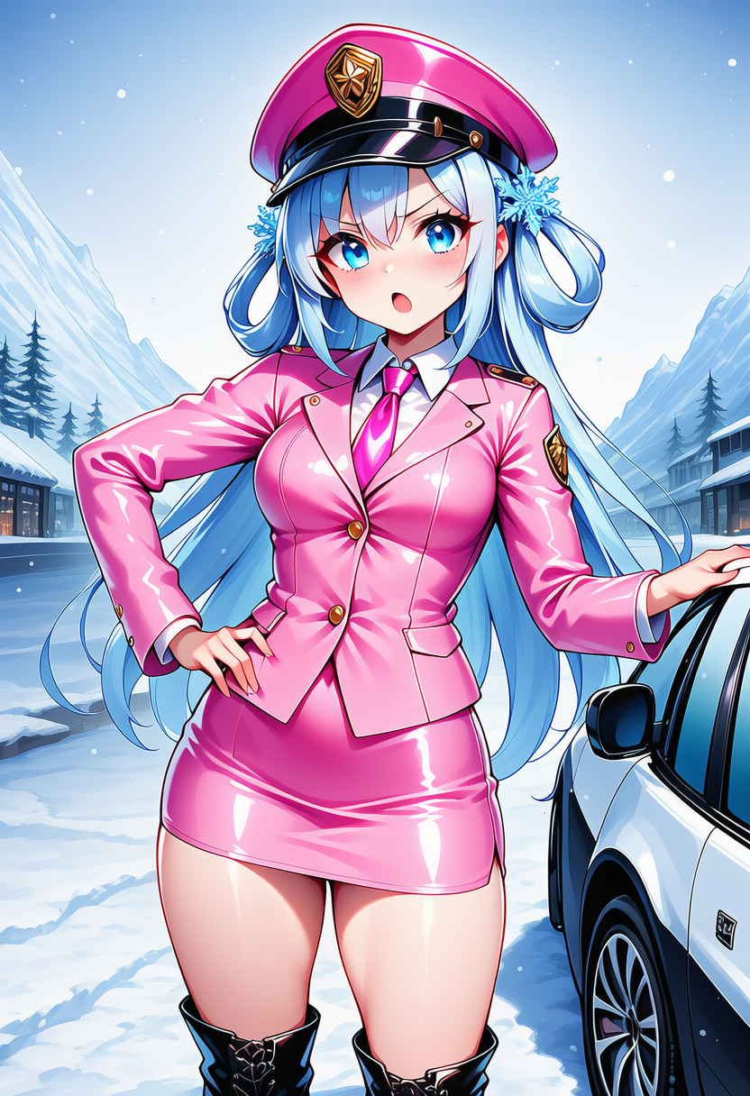 ミニスカ婦警に怒られる　冬用＆チェーンは？