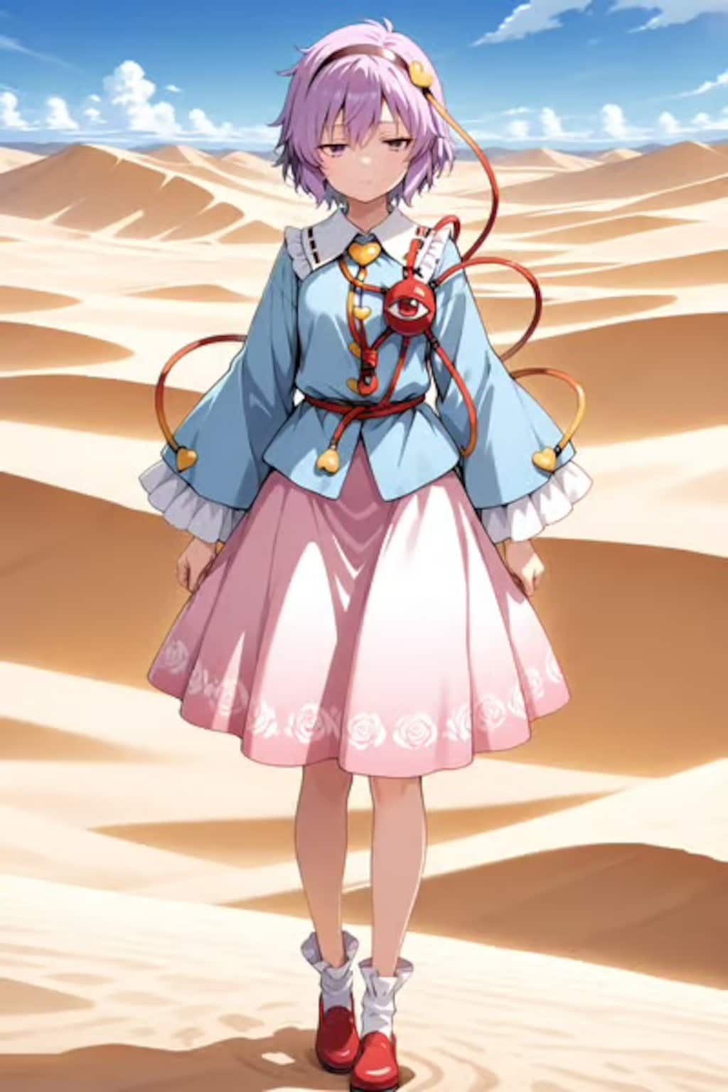 砂丘を歩くさとりちゃん