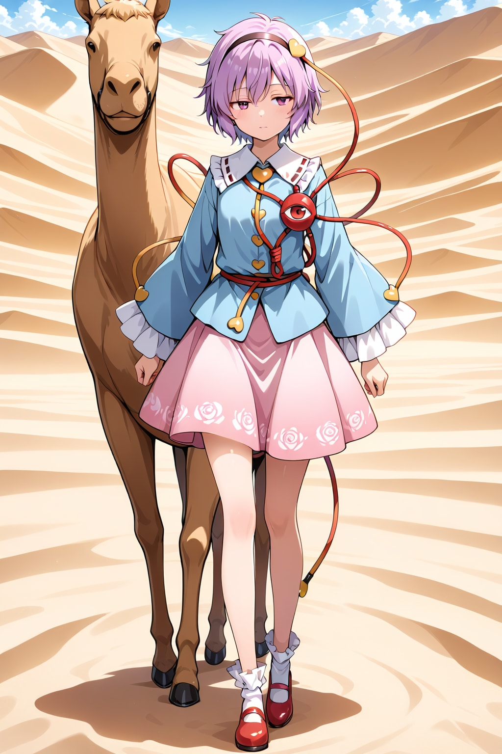 砂丘を歩くさとりちゃん