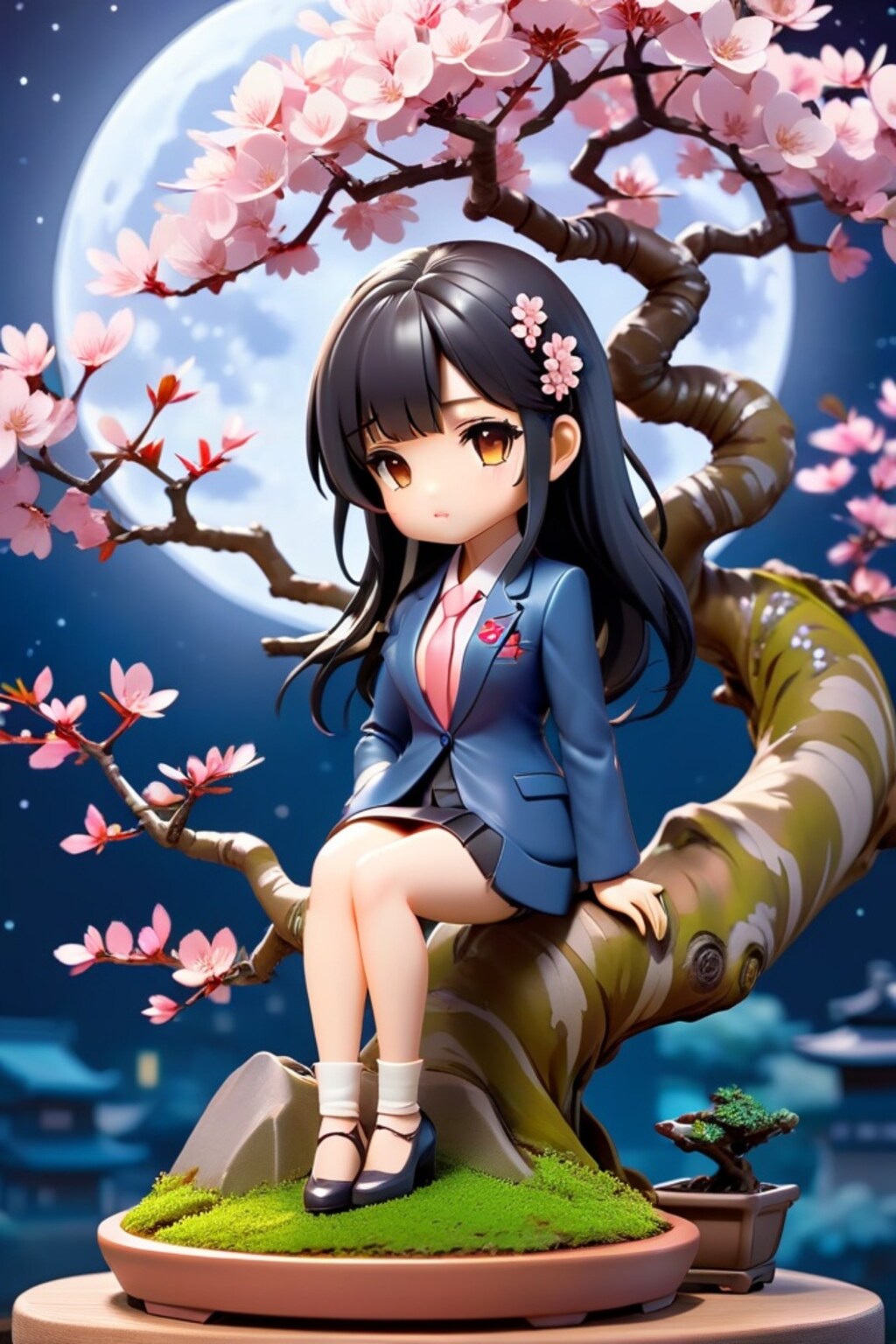 盆栽と黒髪ちゃん