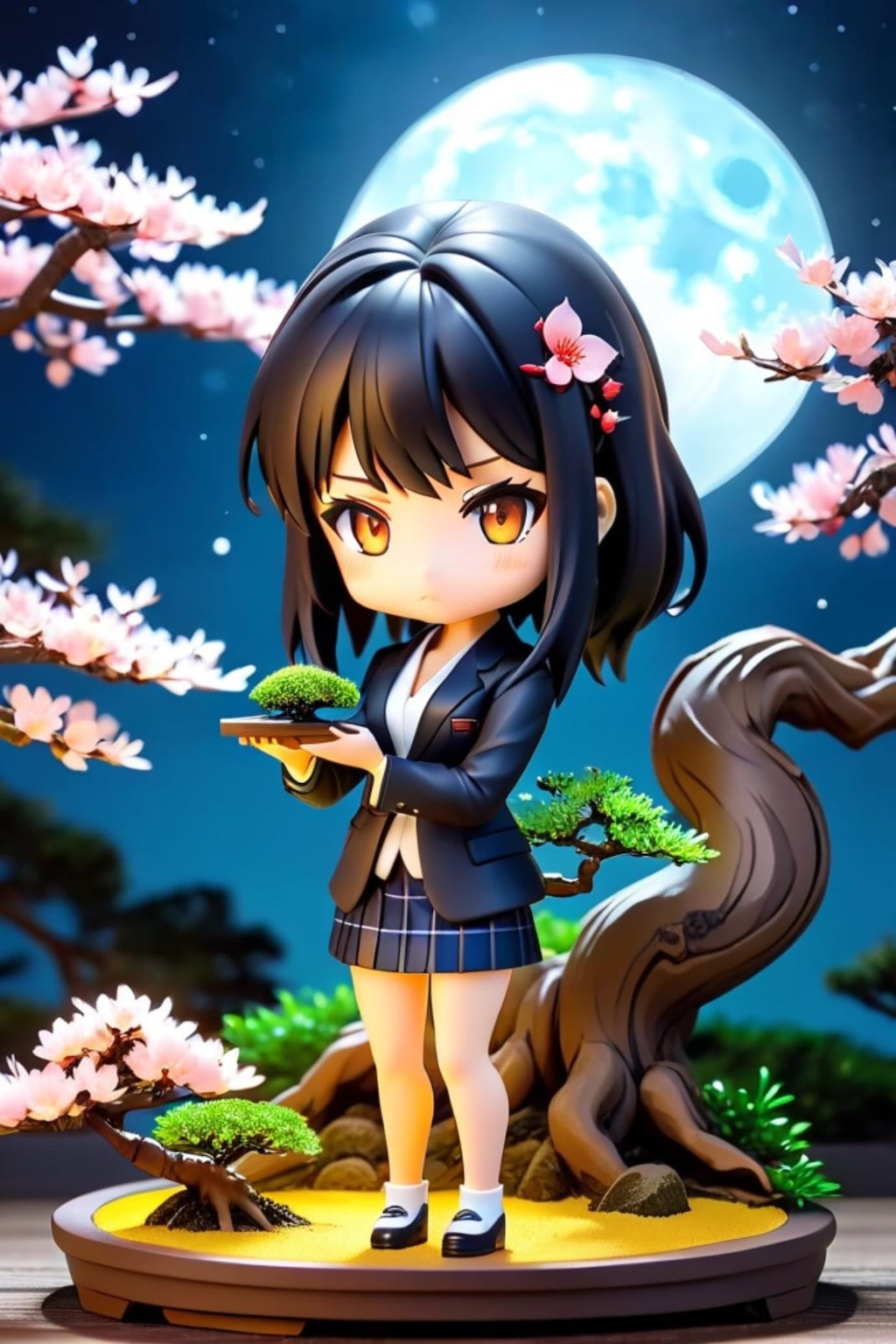 盆栽と黒髪ちゃん