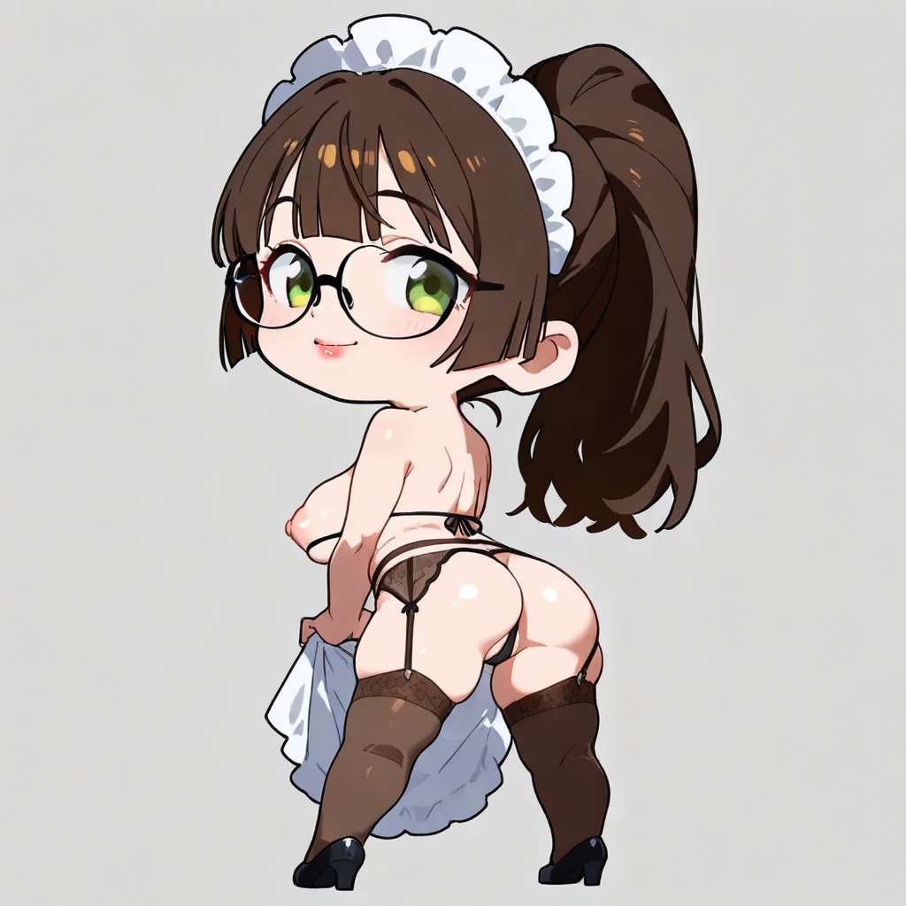 眼鏡のおっぱいメイドさん