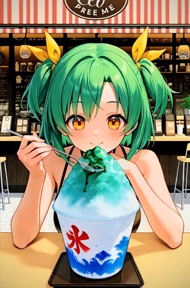 🌞早い夏の始まりと緑色髪の子🍏