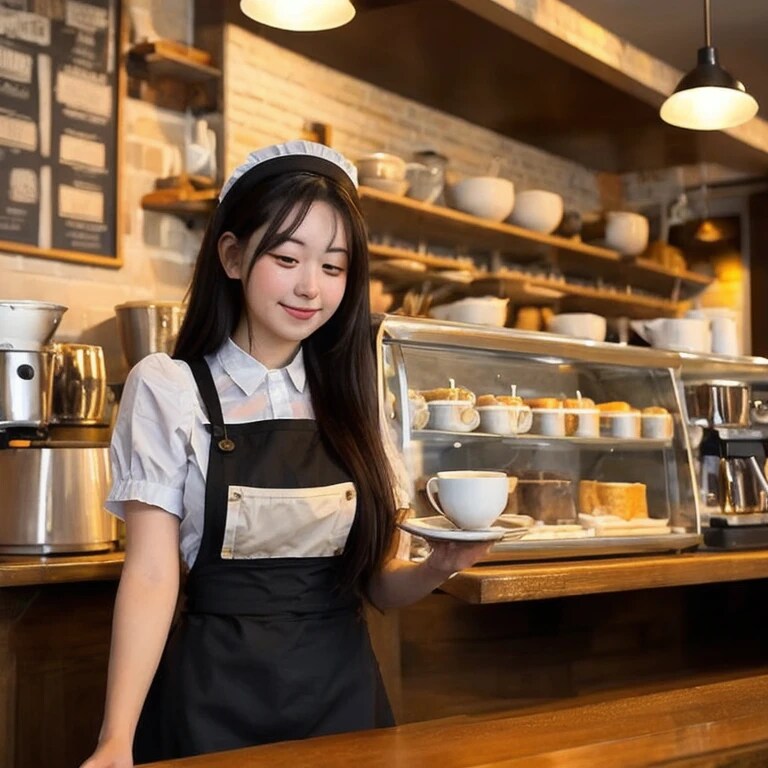 黒髪ロングでカフェの美女７５ | の人気AIイラスト・グラビア