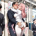 パンツスーツのOLと立ち素股 5枚目