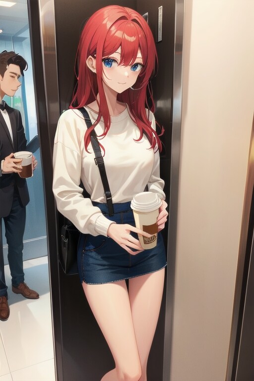 エレベーターでホットコーヒーを飲まれる