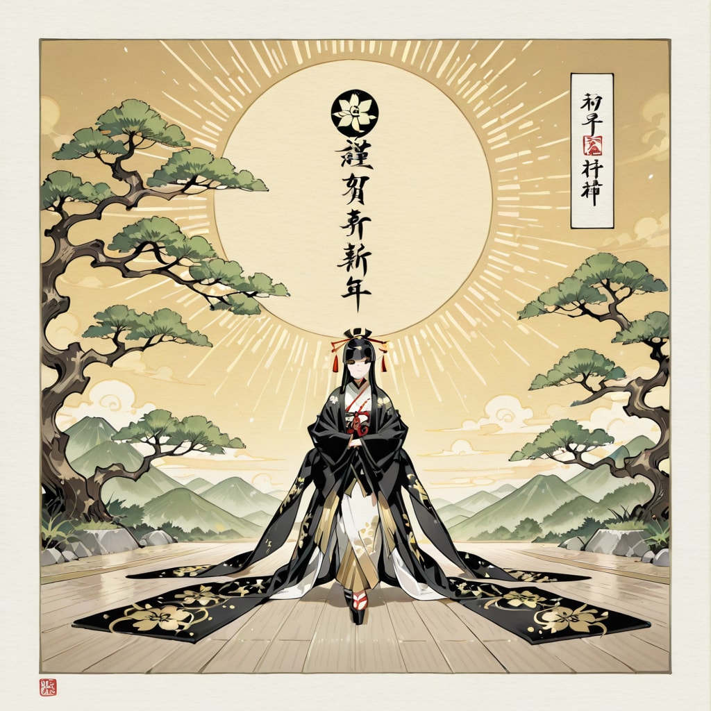 美女ばかりの七福神の日本画