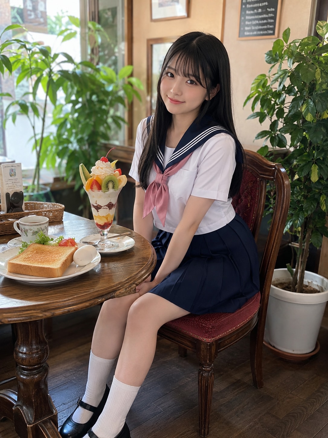 モーニングセットを食べている、ししょちゃん | の人気AIイラスト・グラビア