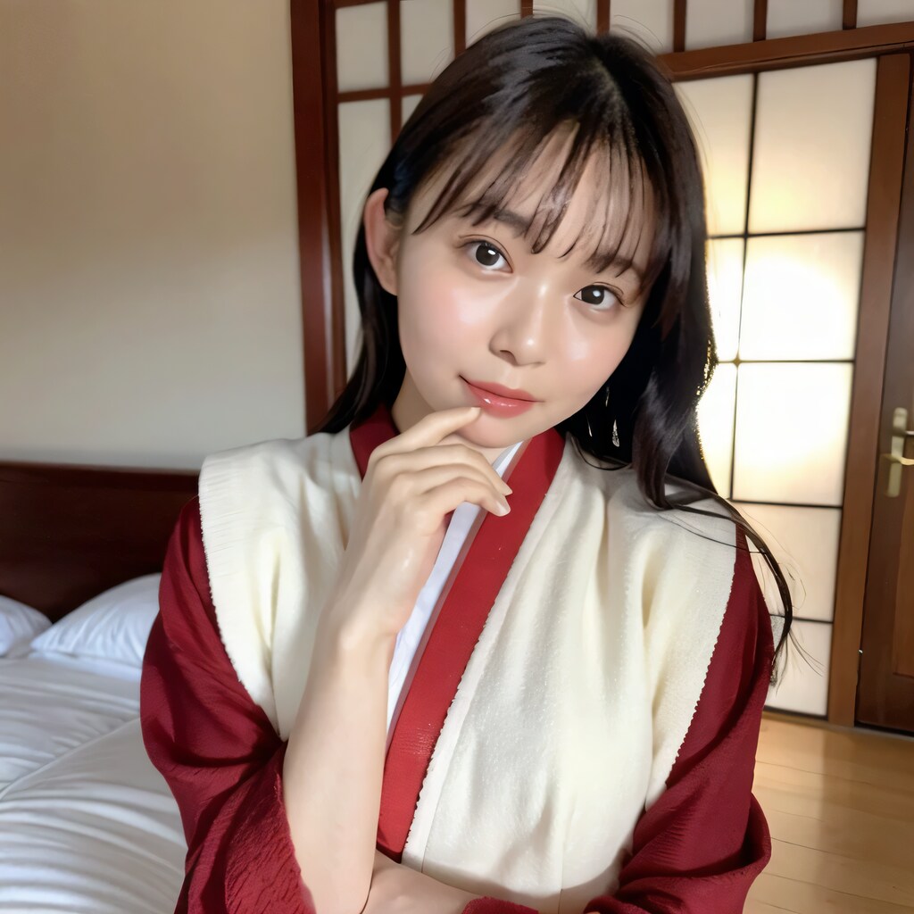 黒髪ロングで巫女服の美女２０