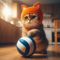 バレーボールをする猫 3枚目