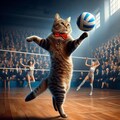 バレーボールをする猫 4枚目