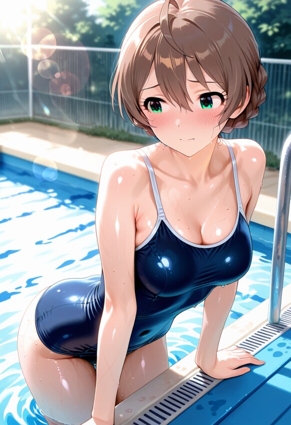 桜守歌織の妖艶なスクール水着