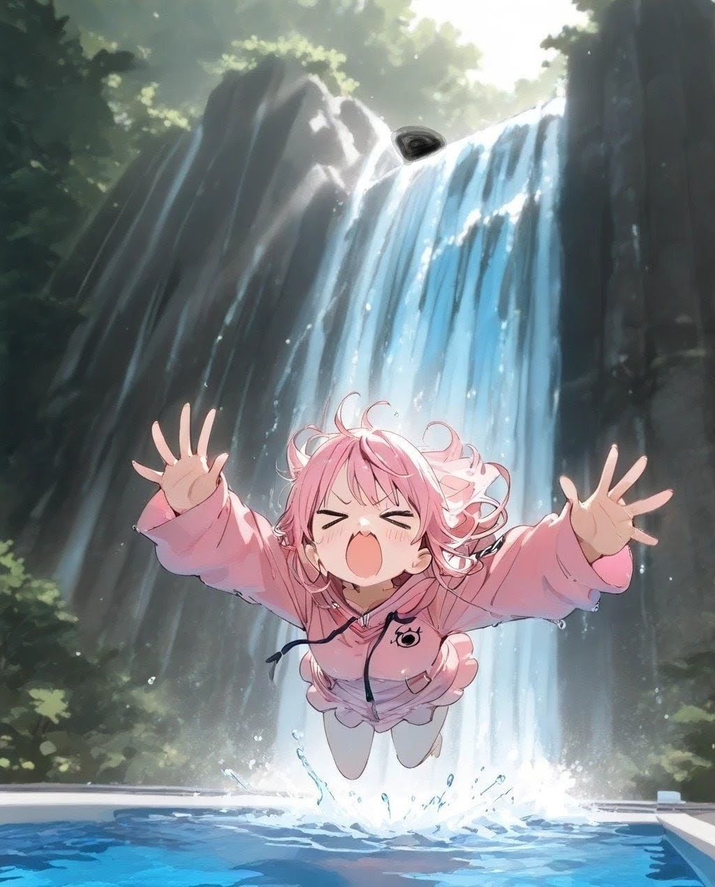 「滝の上でガサガサいった！...熊かも、逃げろー！」