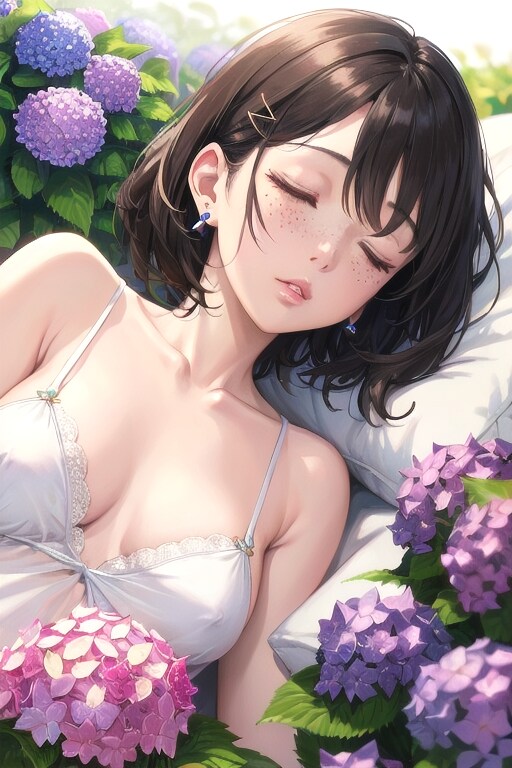 紫陽花のベッドで