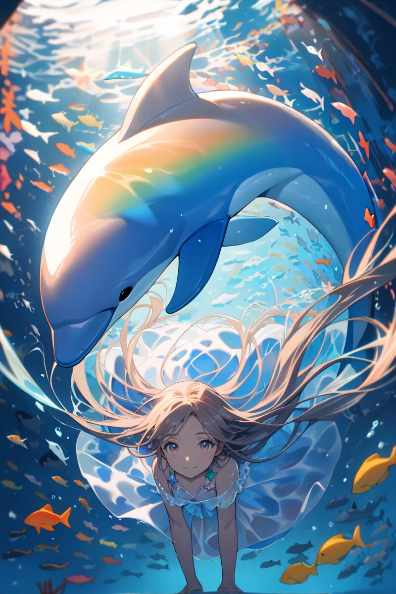 イルカと少女 | の人気AIイラスト・グラビア