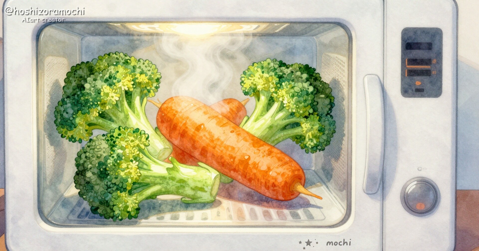 電子レンジで温める野菜たち🥦