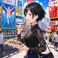 たこ焼きを食べながら道頓堀を歩く藍音ちゃん 3枚目