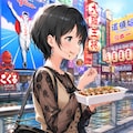 たこ焼きを食べながら道頓堀を歩く藍音ちゃん 5枚目