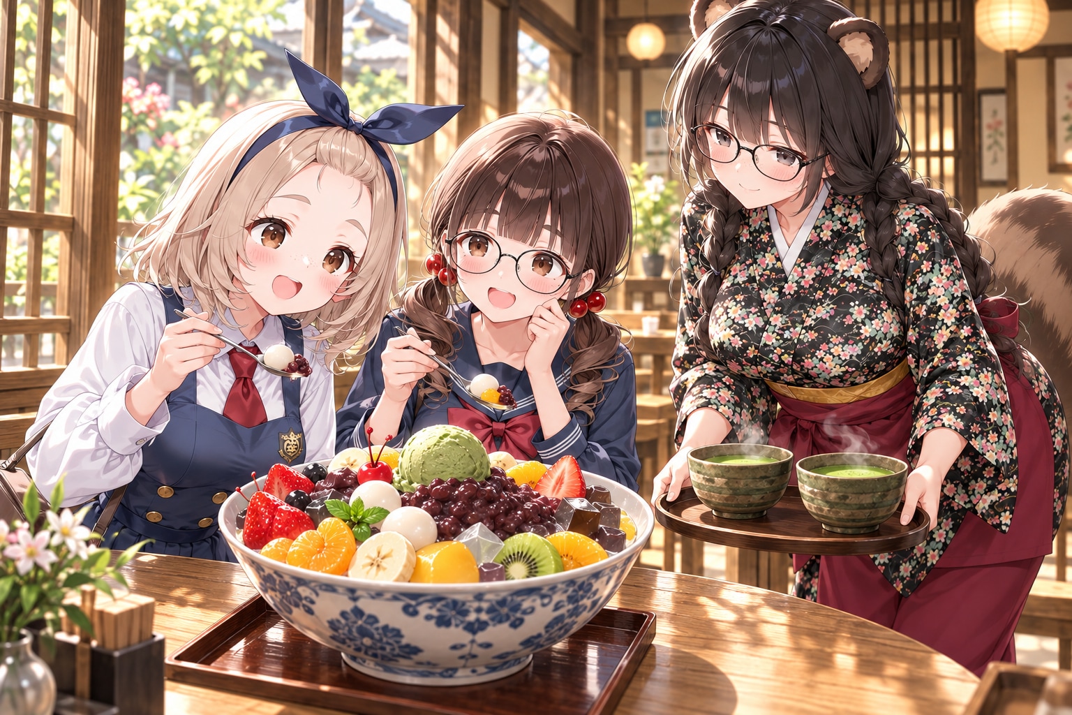 特大餡蜜挑戦中（FA槇上姉妹） | の人気AIイラスト・グラビア