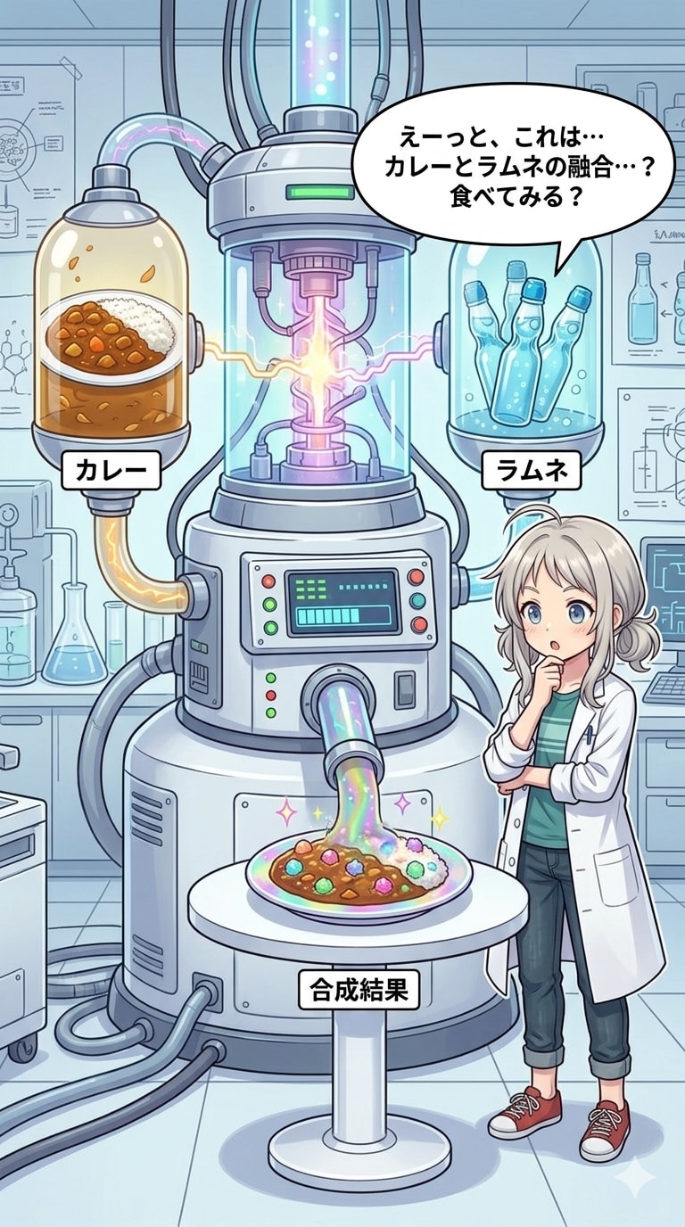 カレーとラムネ、納豆とチョコで合成