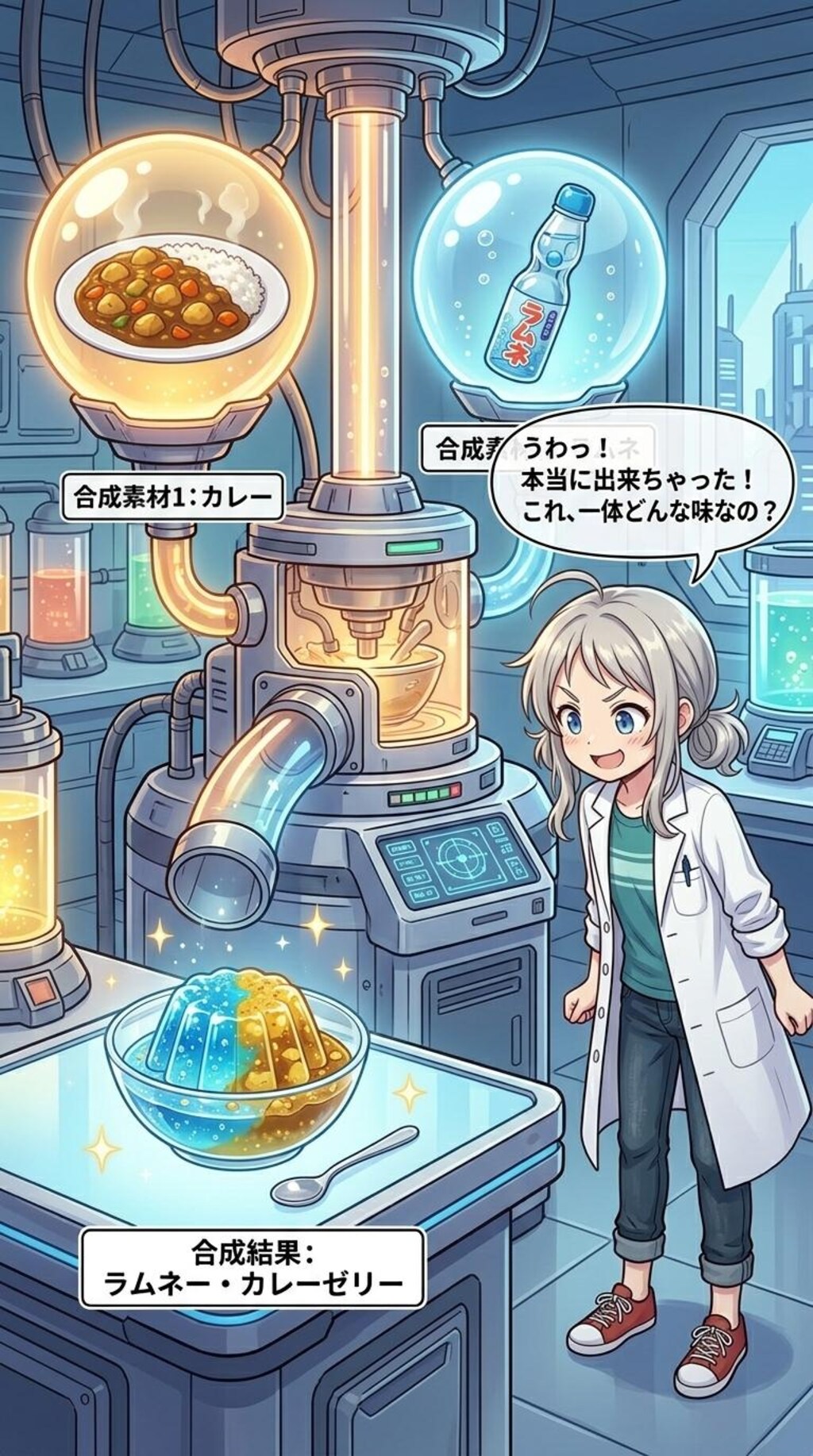 カレーとラムネ、納豆とチョコで合成