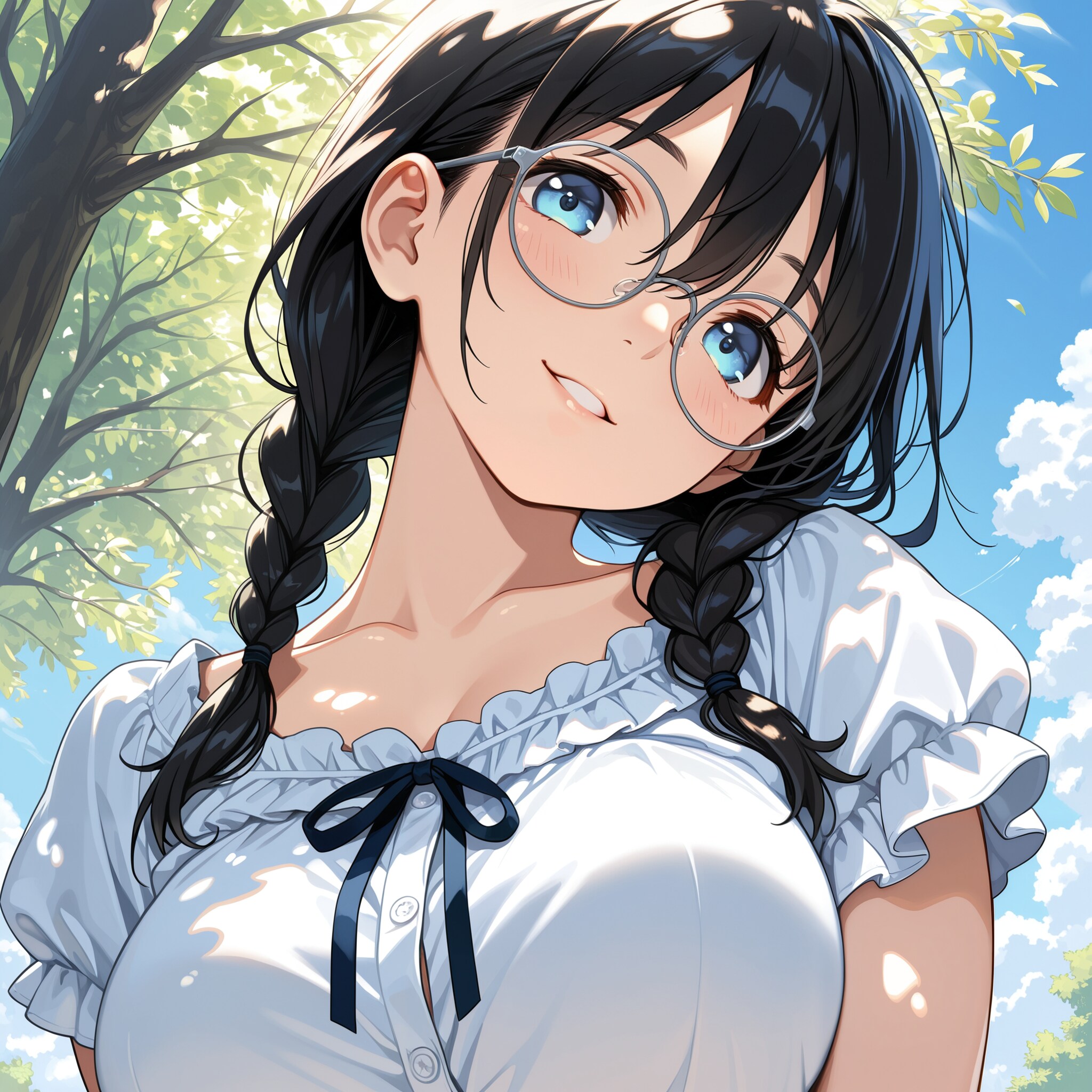 黒髪眼鏡三つ編みのうちの子、彩乃ちゃん | の人気AIイラスト・グラビア