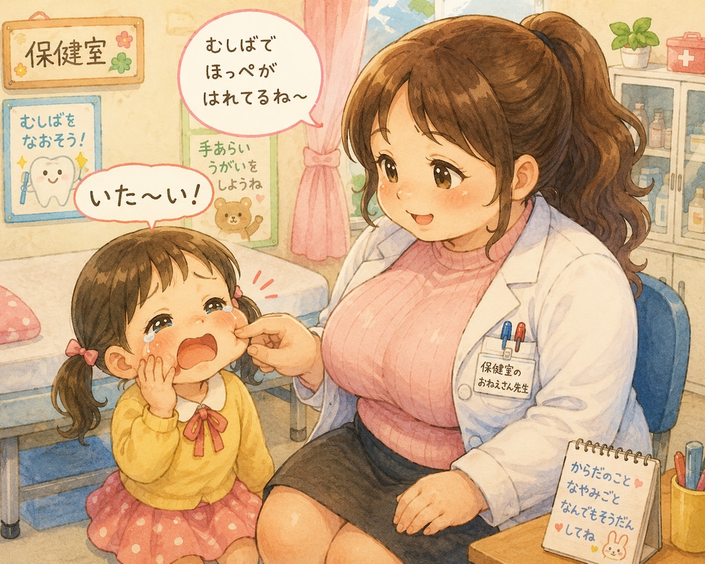 むしばほっぺをゆびでつん