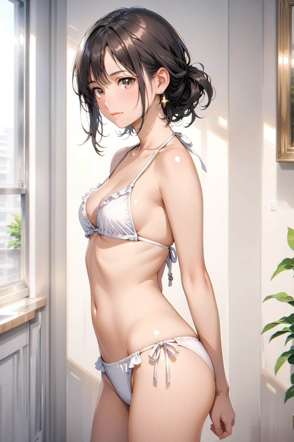 小さめの白ビキニ美少女