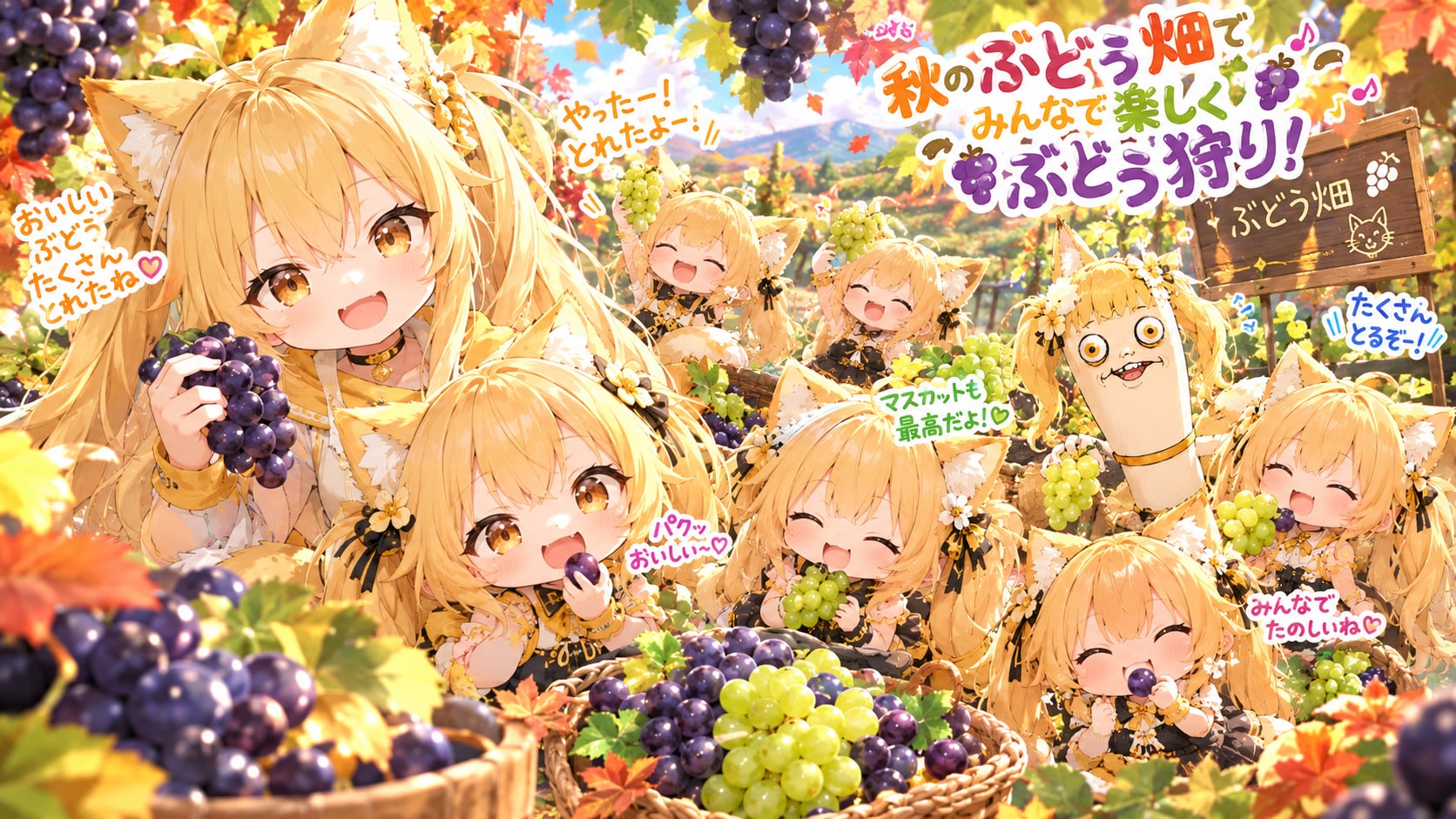 【秋の味覚】みんなで葡萄狩り３（36/100） | の人気AIイラスト・グラビア