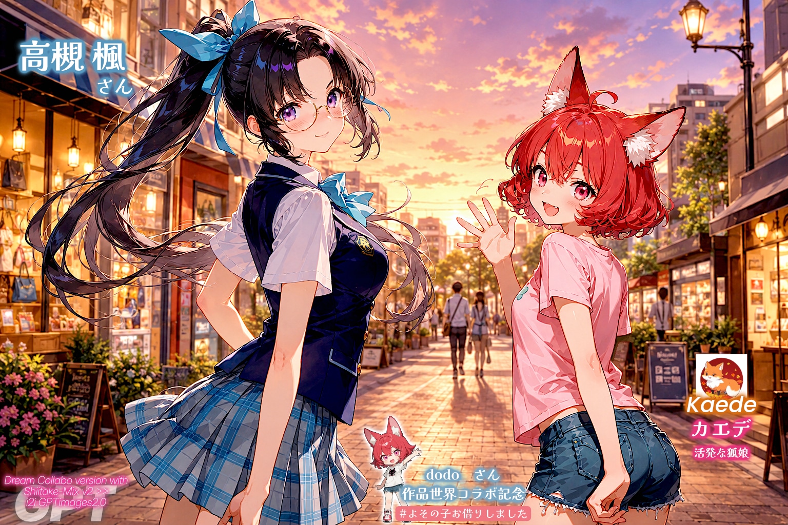 カエデコラボ：高槻楓さんと狐娘カエデ (for dodo_ さん)